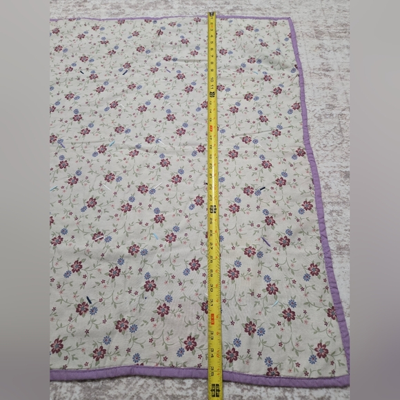 Vtg Purple- Homemade Patchwork Baby Quilt 30.5in X 35.5in - Picture 5 of 10